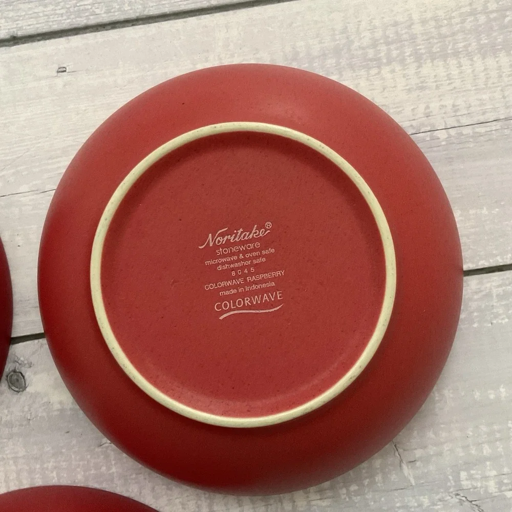 Noritake‎ Stoneware Colorware Cereal Bowls Set Of 3 Raspberry Red 8045
